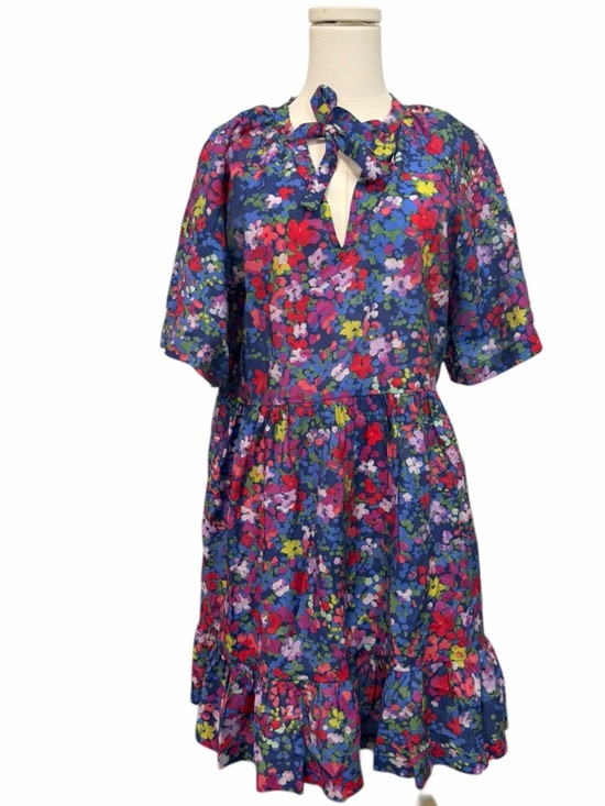 summersalt Dresses & Skirts - Summersalt Floral Print Tie Neck Tiered Knee Length Size S/M Beach Coastal